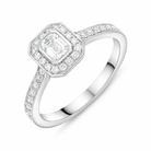 Platinum GIA Certified GVS2 0.59ct Diamond Emerald Cut Framed Cluster Ring DMN-2974 Image 1