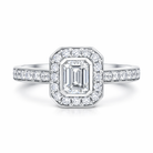 Platinum GIA Certified GVS2 0.59ct Diamond Emerald Cut Framed Cluster Ring DMN-2974 Image 2