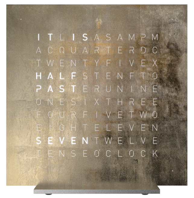 QLOCKTWO Earth 13.5 Creators Edition Silver And Gold Table Clock Watch T4SENSG Image 1