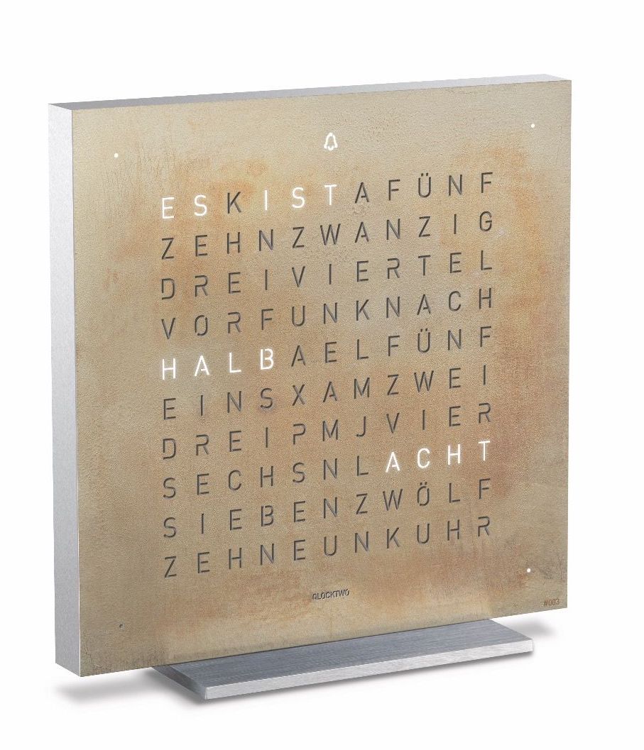 QLOCKTWO Earth 13.5 Creators Edition Silver And Gold Table Clock Watch T4SENSG Image 2