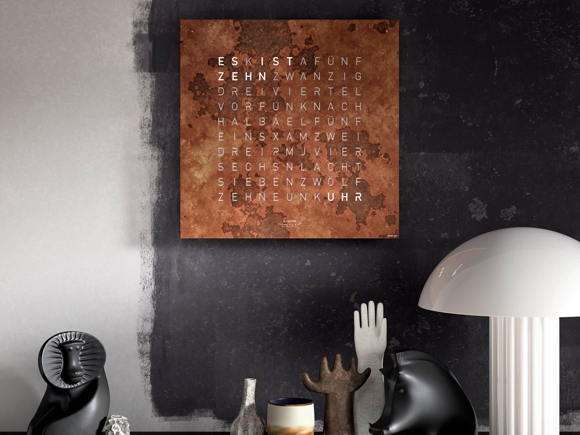 QLOCKTWO Earth 45 Creators Edition Rust Wall Clock Watch QT4ENRT Image 4