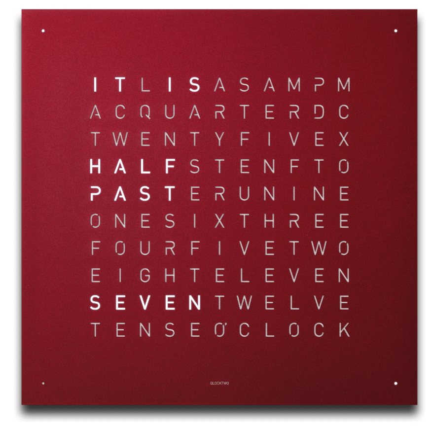 QLOCKTWO Earth 45 Red Velvet Wall Clock Watch QT4ENRRVC Image 1