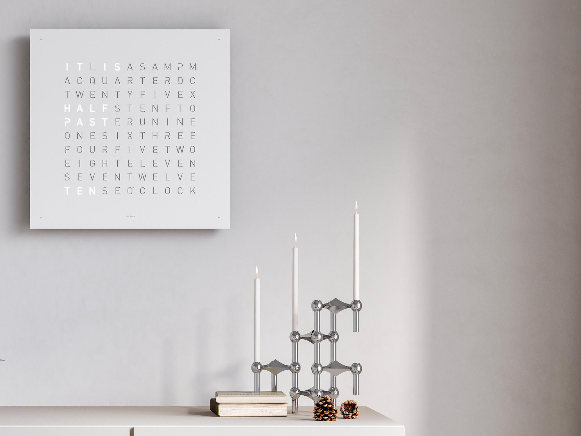 QLOCKTWO Earth 45 White Pepper Wall Clock Watch QT4ENWHPC Image 4