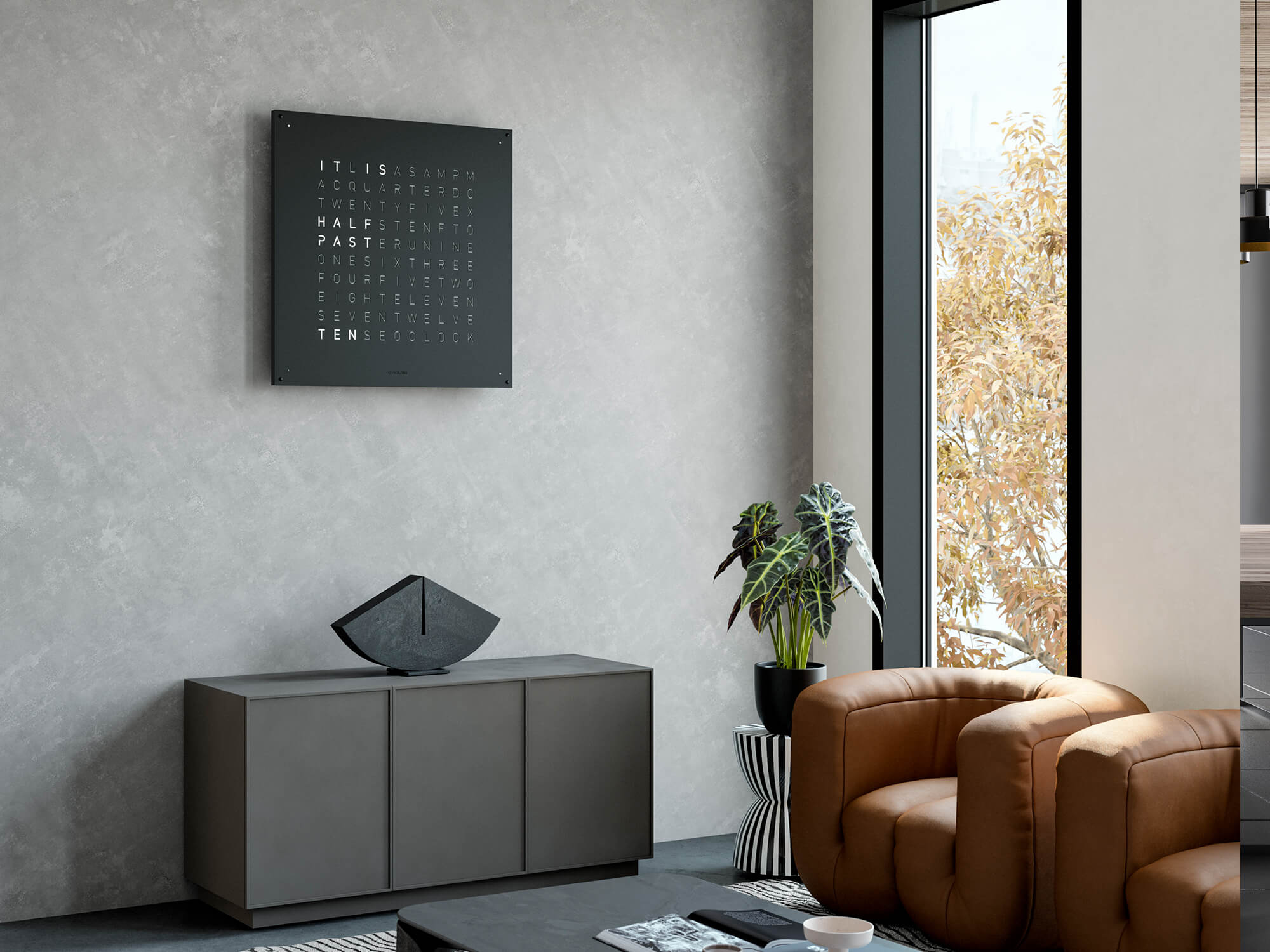 QLOCKTWO Earth 90 Black Pepper Wall Clock Watch LG4ENBLPC Image 4