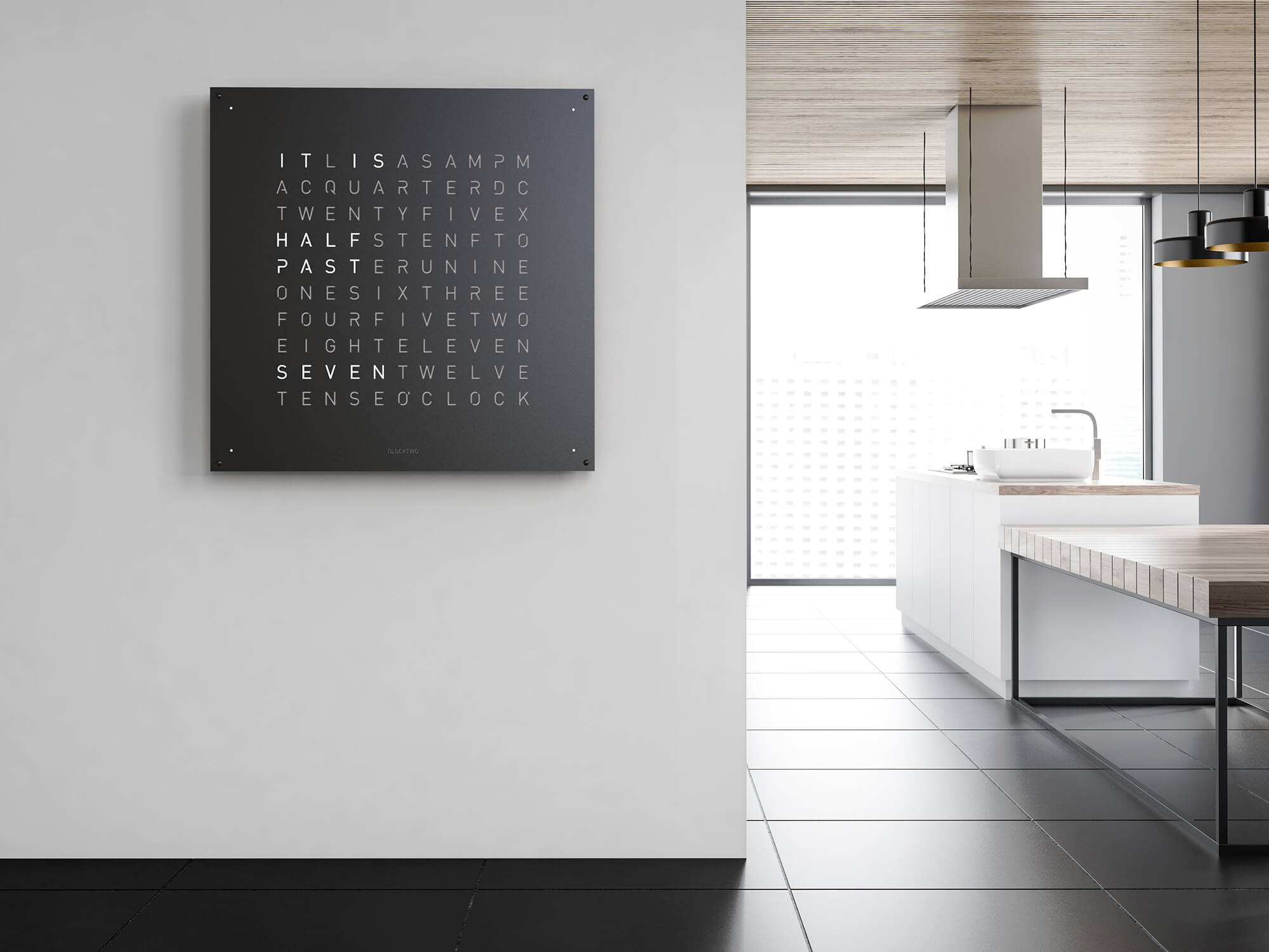 QLOCKTWO Earth 90 Black Pepper Wall Clock Watch LG4ENBLPC Image 5