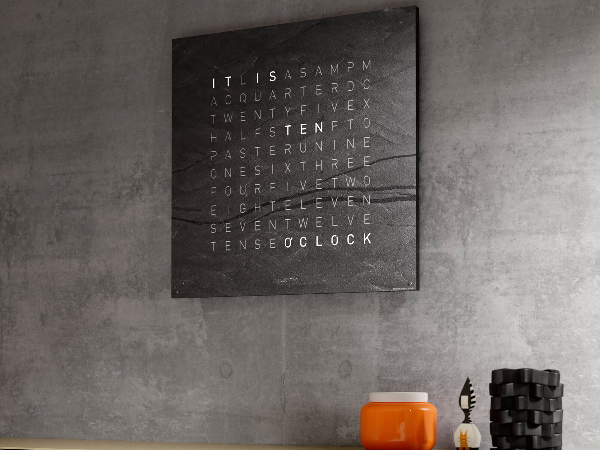 QLOCKTWO Earth 90 Creators Edition Metamorphite Wall Clock Watch LG4ENMM Image 6