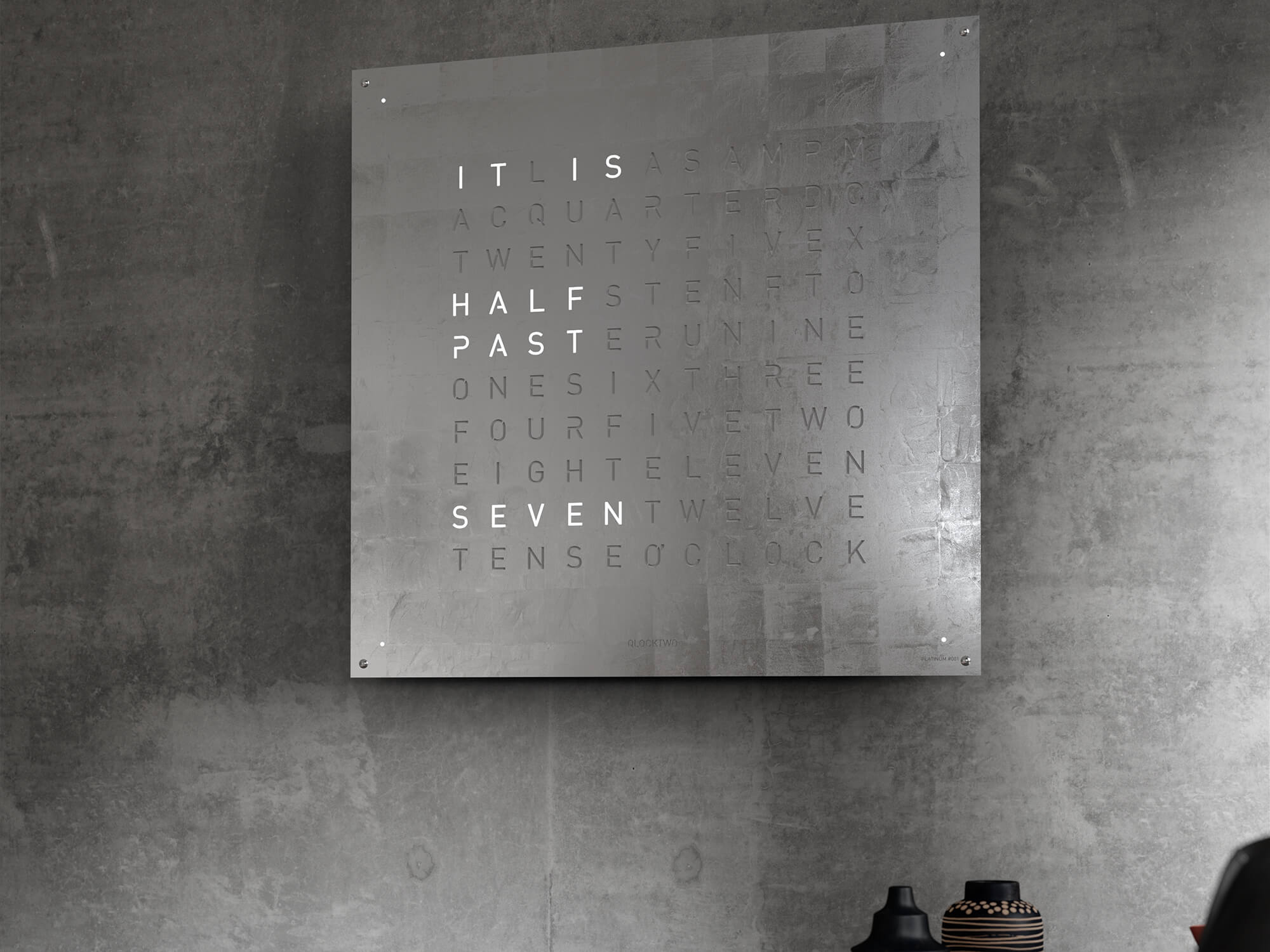 QLOCKTWO Earth 90 Creators Edition Platinum Wall Clock Watch LG4ENPL Image 6