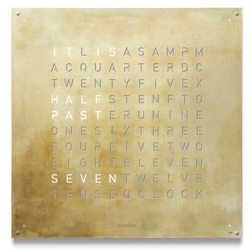 QLOCKTWO Earth 90 Creators Edition Silver & Gold Wall Clock Watch LG4ENSG Image 1