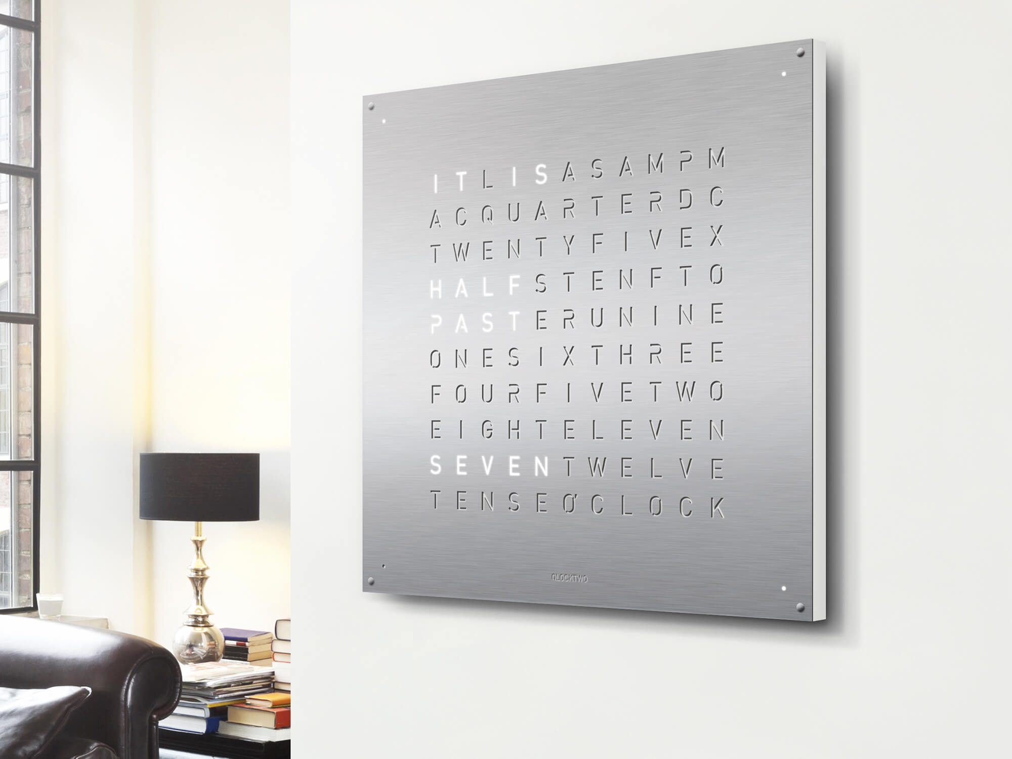QLOCKTWO Earth 90 Stainless Steel Wall Clock Watch LG4ENSS Image 6