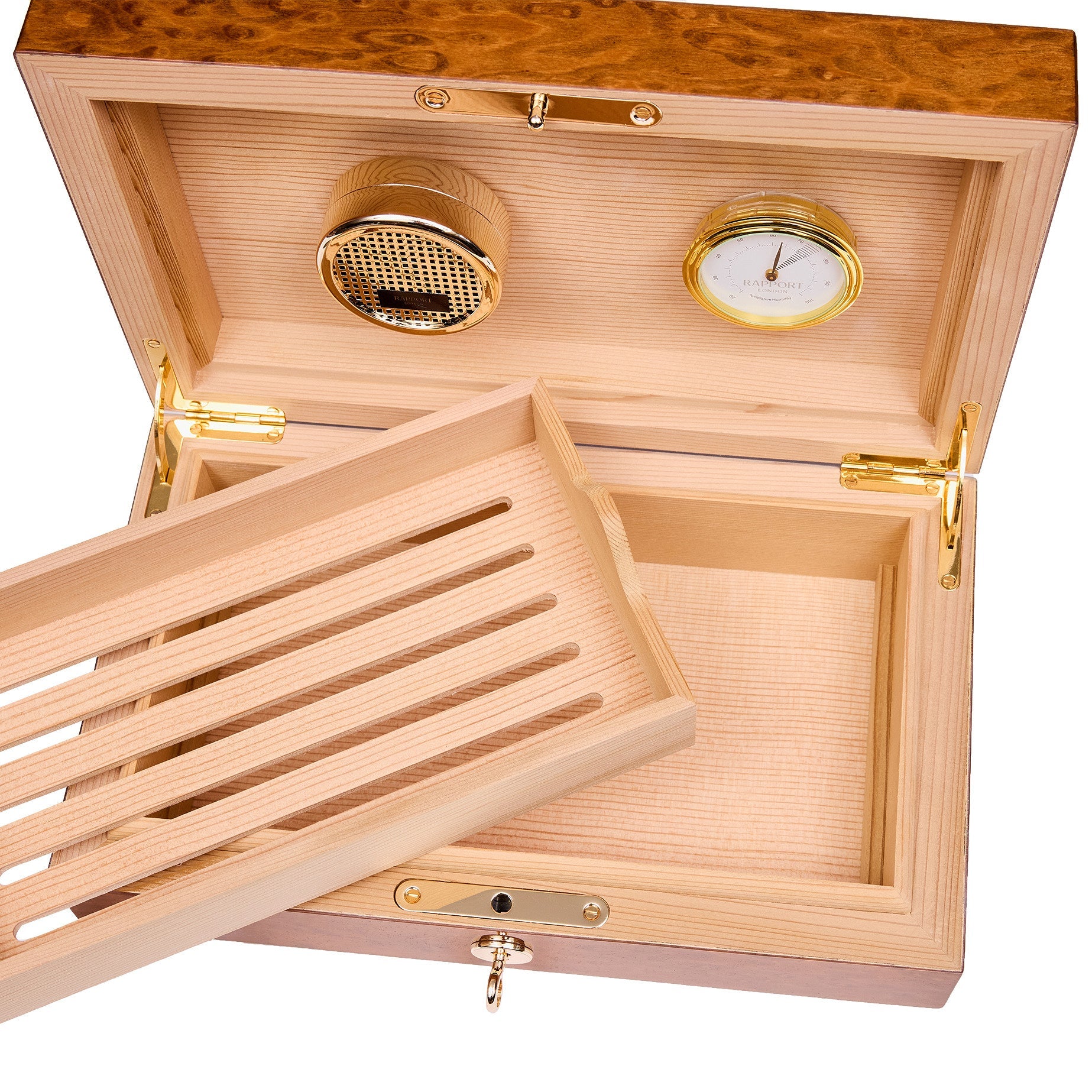Rapport Brompton Burr Walnut Small Humidor RPT-194 Image 4
