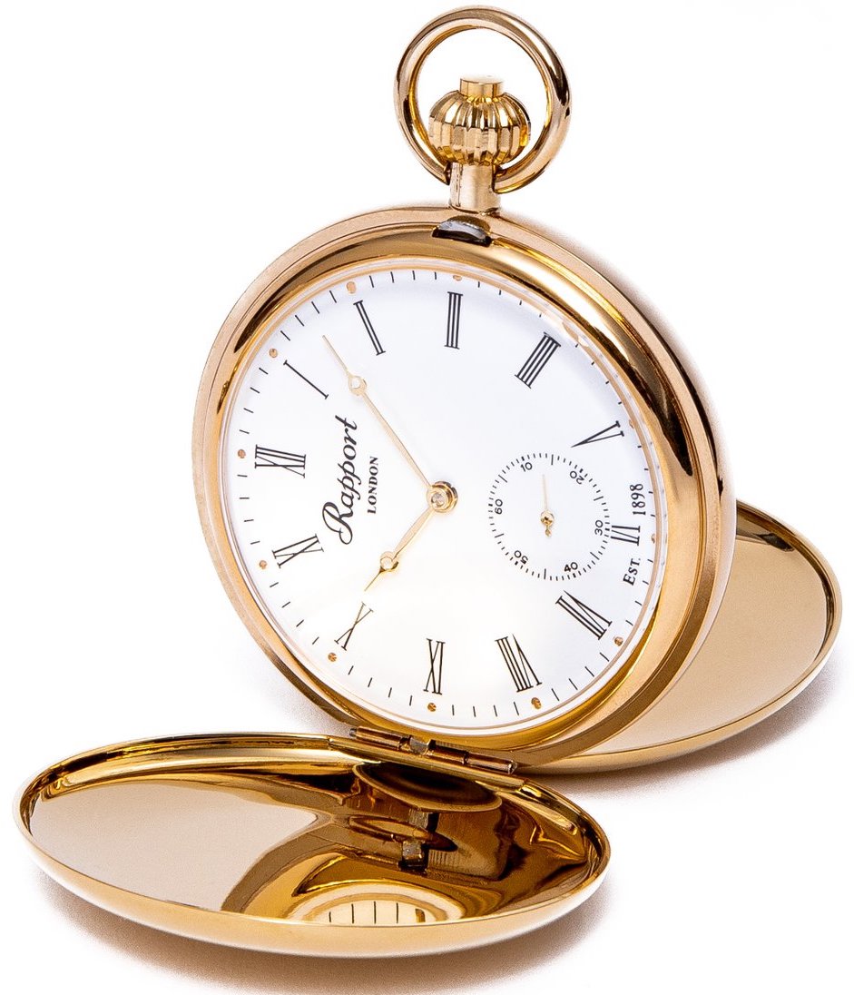 Rapport Pocket Watch Mechanical Double Hunter Gold Plated PW60 Image 1