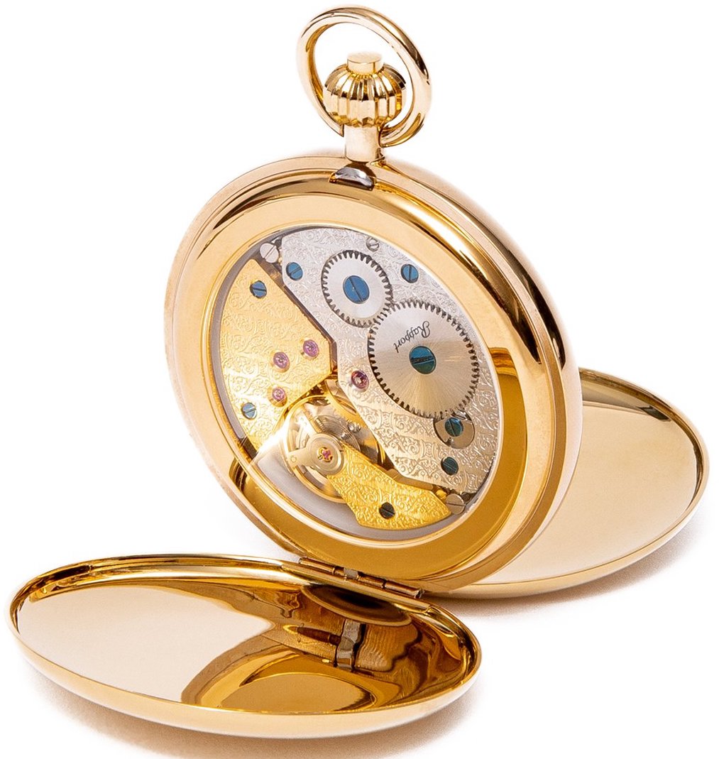 Rapport Pocket Watch Mechanical Double Hunter Gold Plated PW60 Image 2