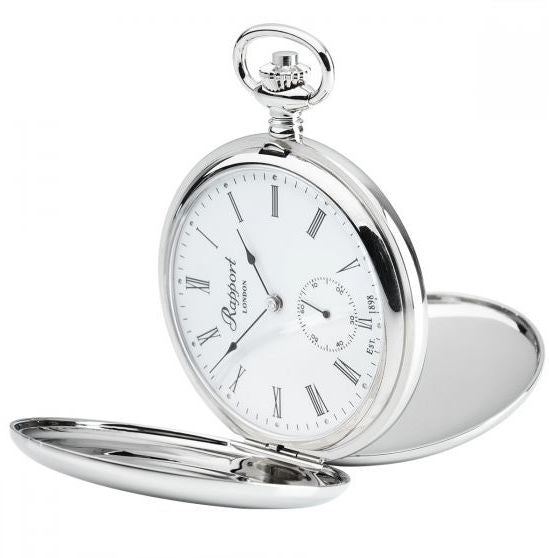 Rapport Pocket Watch Mechanical Double Hunter Silver Tone PW11 Image 1