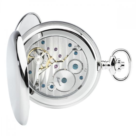 Rapport Pocket Watch Mechanical Double Hunter Silver Tone PW11 Image 2