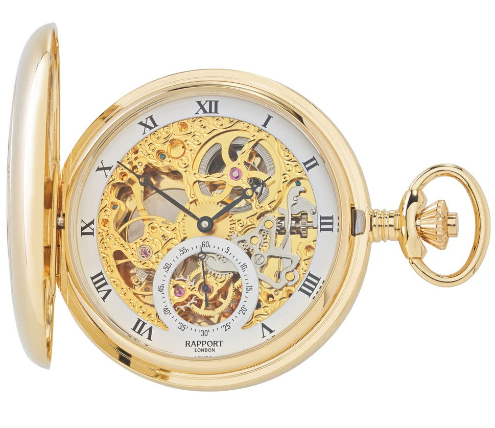 Rapport Pocket Watch Mechanical Half Hunter Gold Tone PW44 Image 10
