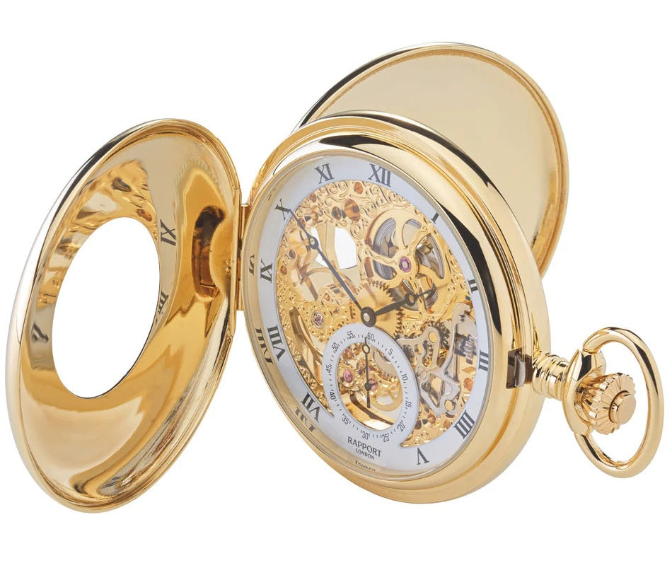 Rapport Pocket Watch Mechanical Half Hunter Gold Tone PW44 Image 3