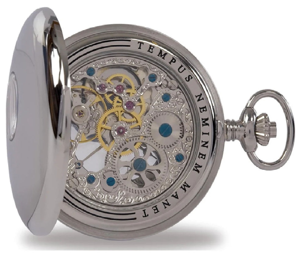 Rapport Pocket Watch Mechanical Half Hunter Silver Tone PW45 Image 1