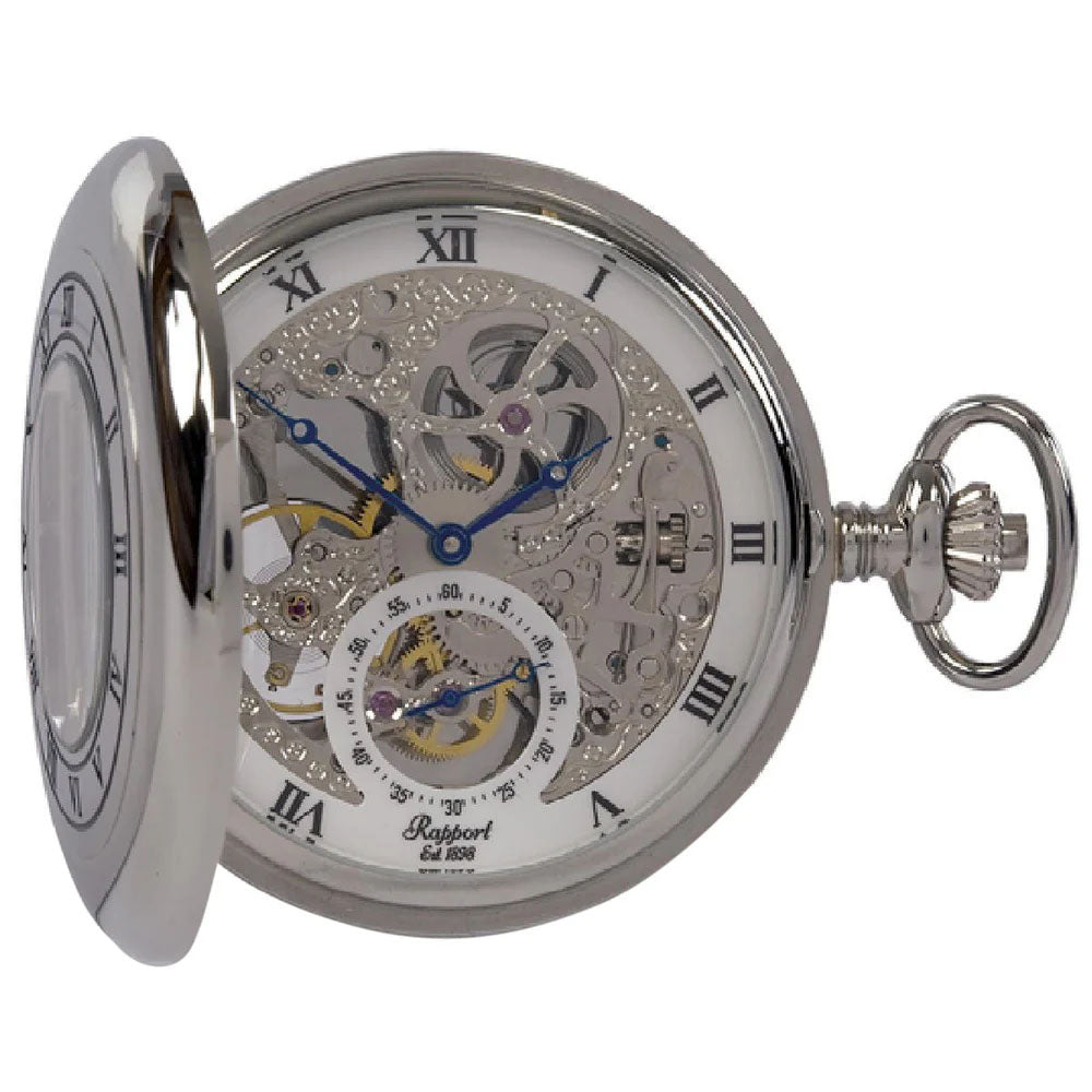 Rapport Pocket Watch Mechanical Half Hunter Silver Tone PW45 Image 4