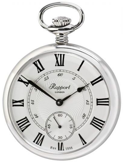 Rapport Pocket Watch Mechanical Open Face Silver Tone PW23 Image 1