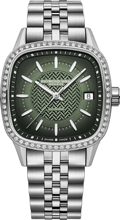 Raymond Weil Freelancer 60 Lab Green Ladies Bracelet Watch 2490-STS-52051 Image 1
