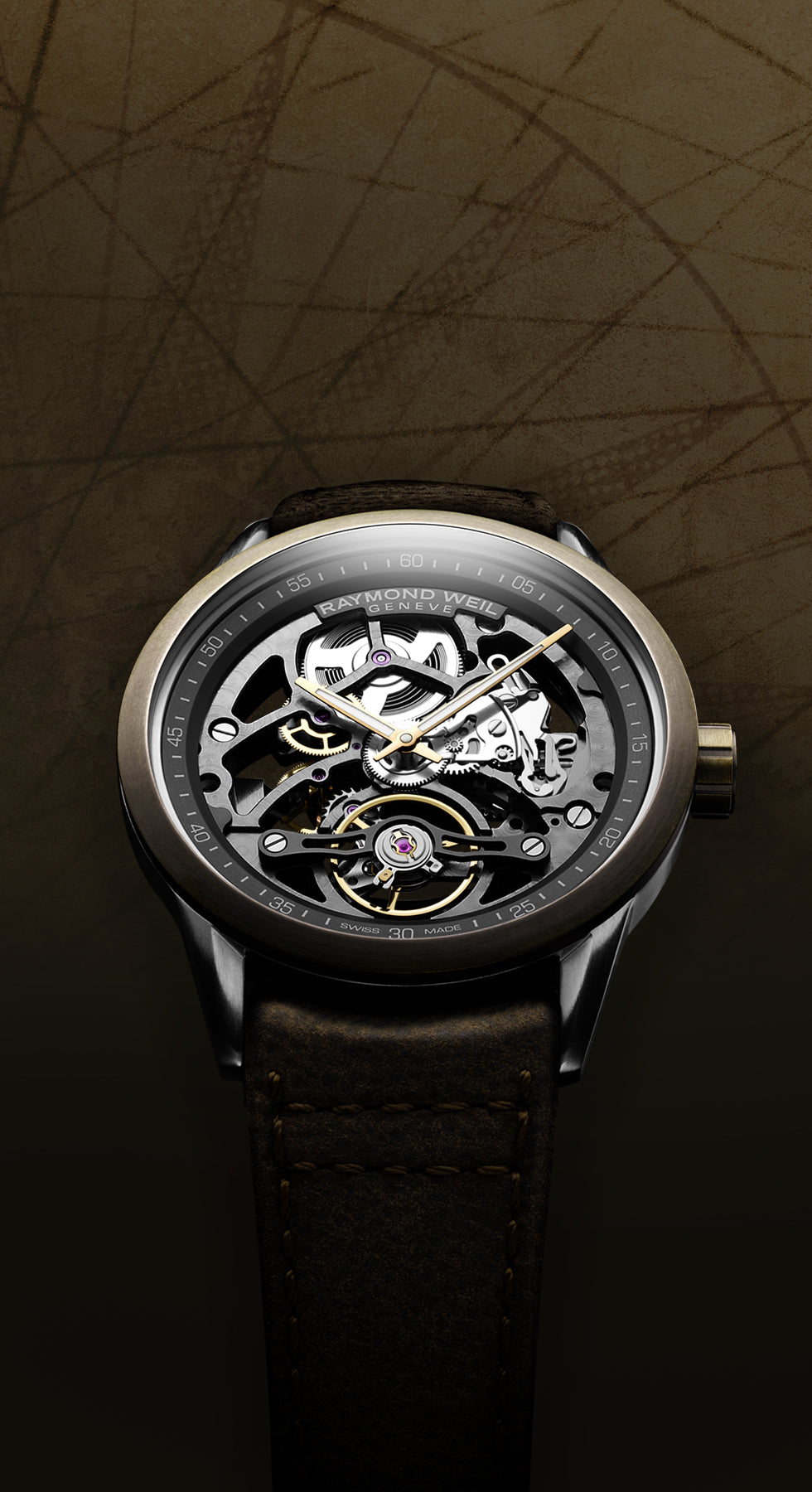 Raymond Weil Freelancer Skeleton RW1212 Bronze Watch 2785-SBC-60000 Image 4