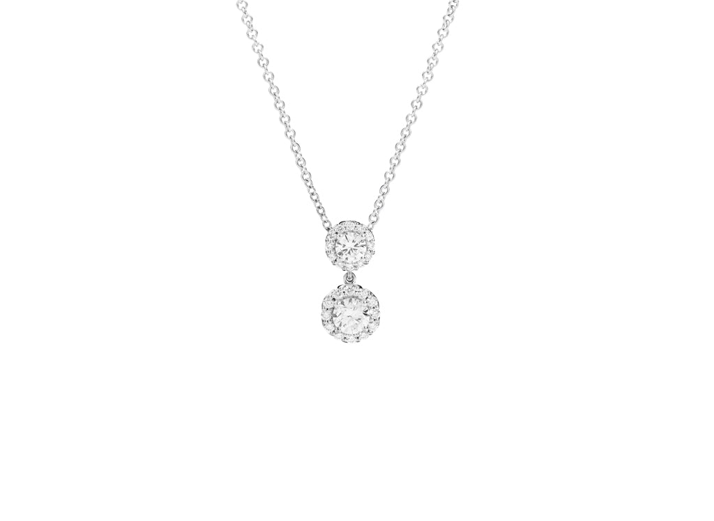 Recarlo Anniversary Halo 18ct White Gold Diamond Drop Pendant REC-356 Image 1