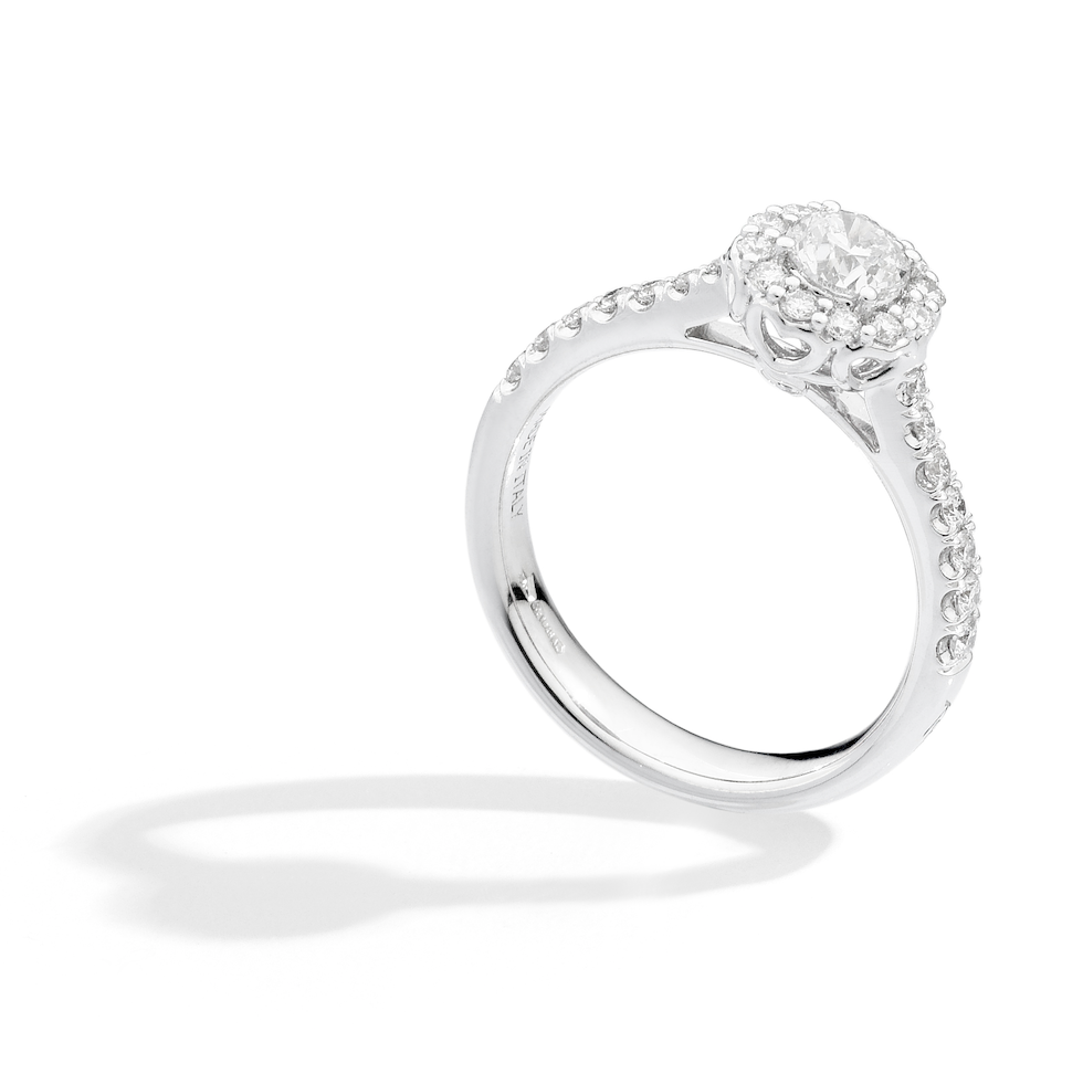 Recarlo Anniversary Halo 18ct White Gold Diamond Halo Ring REC-369 Image 2