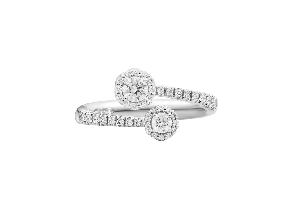 Recarlo Anniversary Halo 18ct White Gold Double Diamond Halo Ring REC-365 Image 1