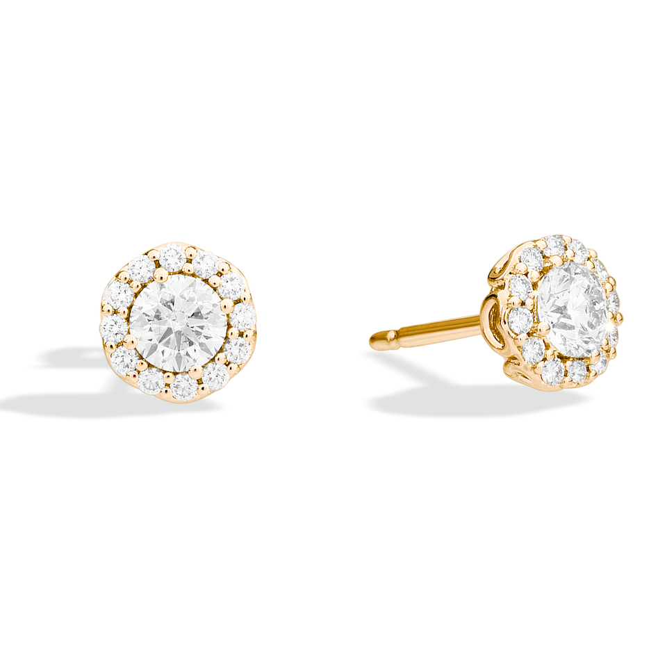 Recarlo Anniversary Halo 18ct Yellow Gold Diamond Stud Earrings REC-350 Image 1