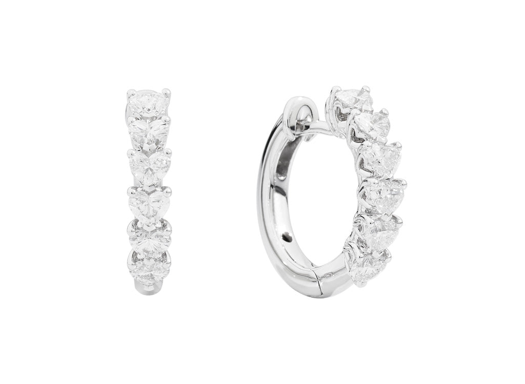 Recarlo Anniversary Love 18ct White Gold Diamond Heart Hoop Earrings REC-379 Image 1