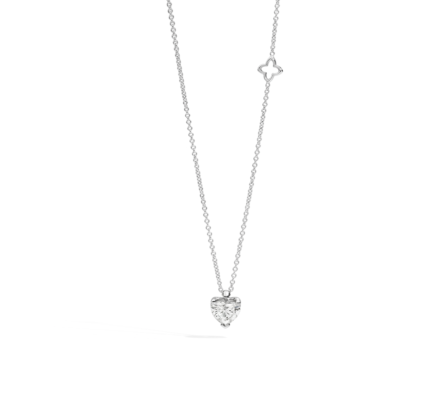 Recarlo Anniversary Love 18ct White Gold Diamond Heart Pendant REC-387 Image 1