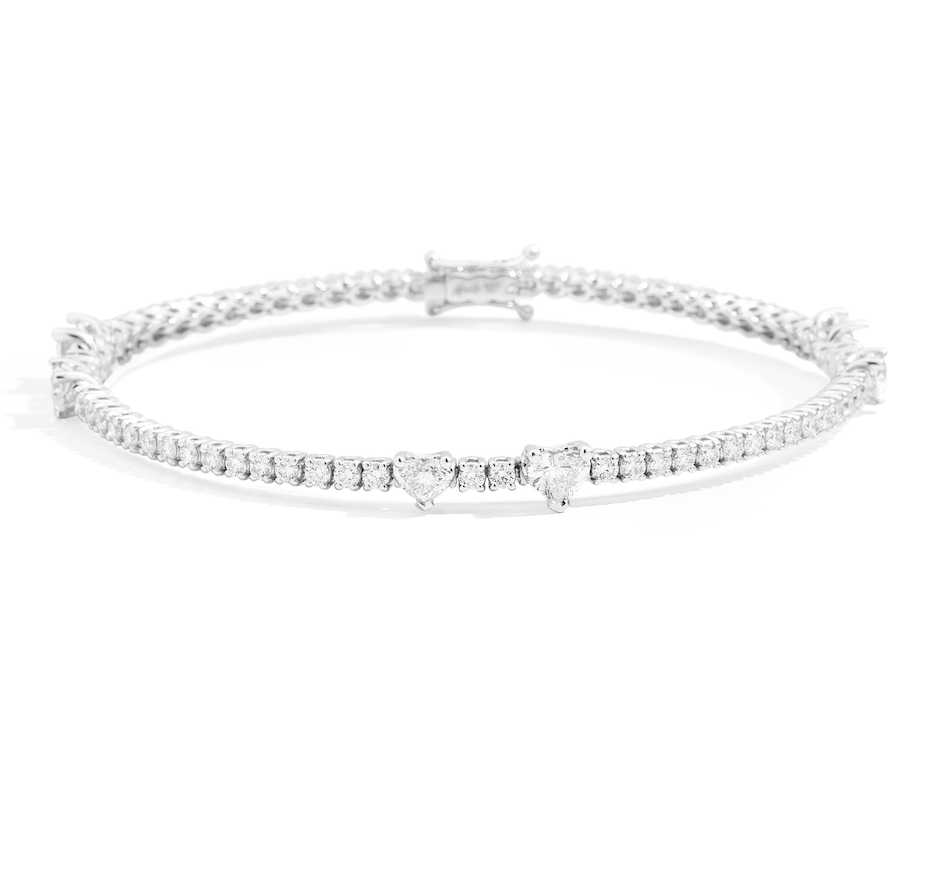 Recarlo Anniversary Love 18ct White Gold Diamond Heart Tennis Bracelet REC-435 Image 1