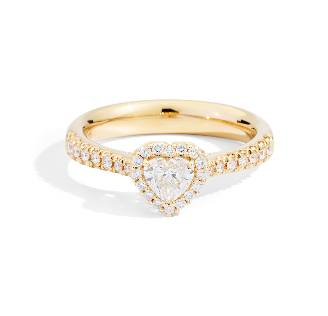 Recarlo Anniversary Love Halo 18ct Rose Gold Diamond Heart Ring REC-461 Image 1