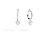 Recarlo Anniversary Love Halo 18ct White Gold Diamond Heart Drop Earrings REC-442 Image 1