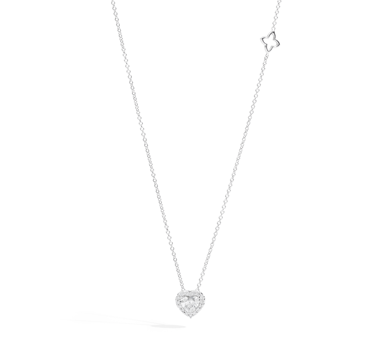 Recarlo Anniversary Love Halo 18ct White Gold Diamond Heart Pendant REC-452 Image 1