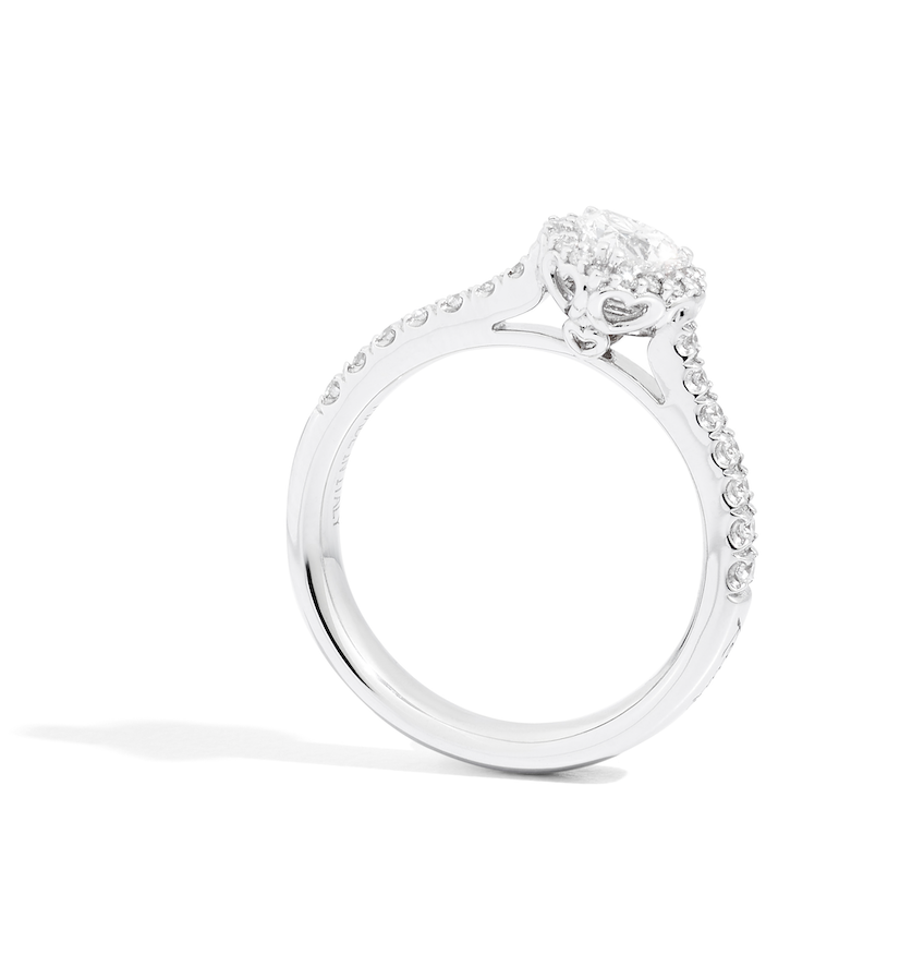 Recarlo Anniversary Love Halo 18ct White Gold Diamond Heart Ring REC-458 Image 2