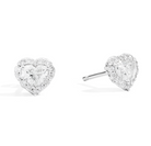 Recarlo Anniversary Love Halo 18ct White Gold Diamond Heart Stud Earrings REC-446 Image 1