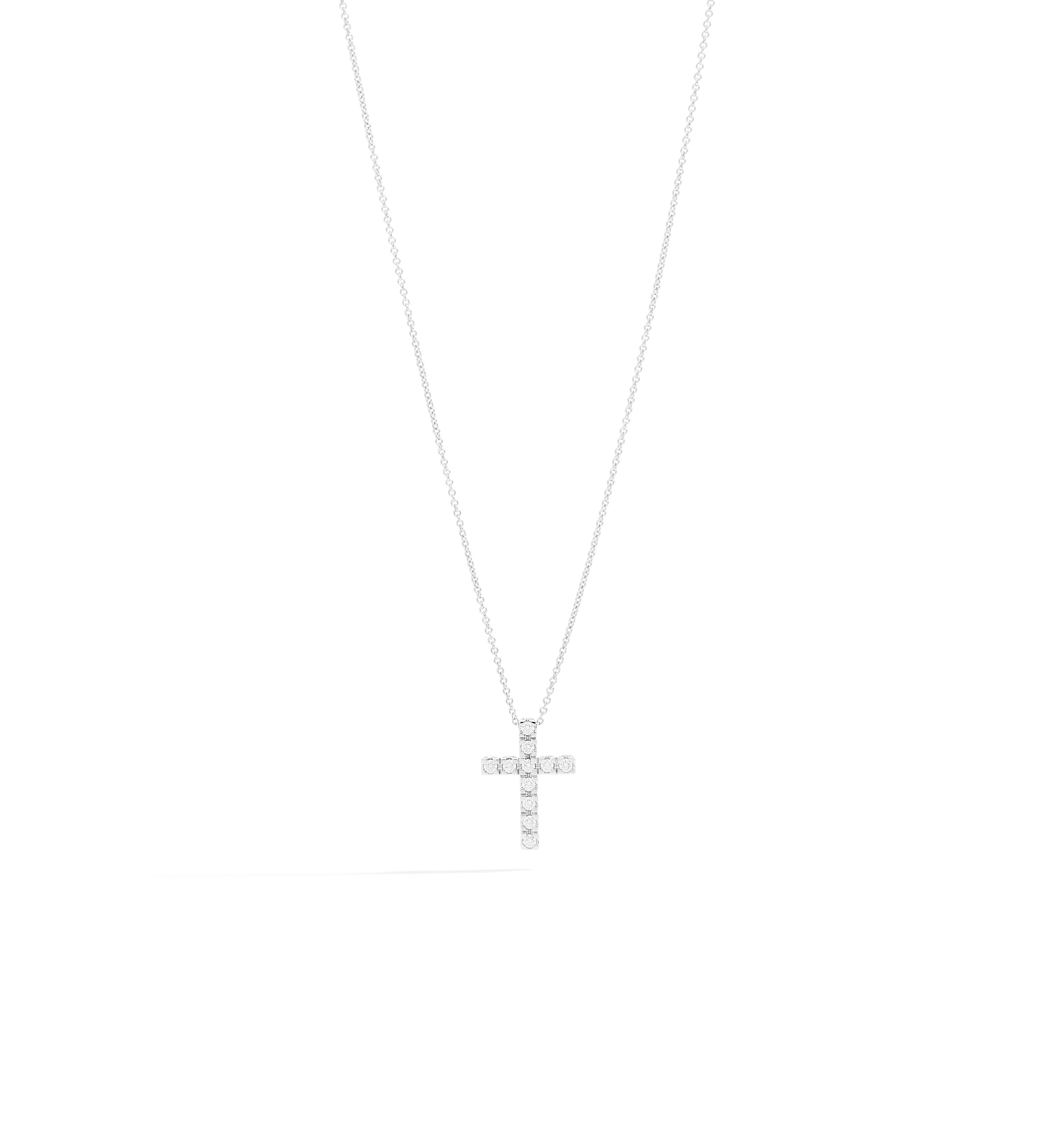 Recarlo Anniversary Square 18ct White Gold Diamond Cross Pendant REC-480 Image 1