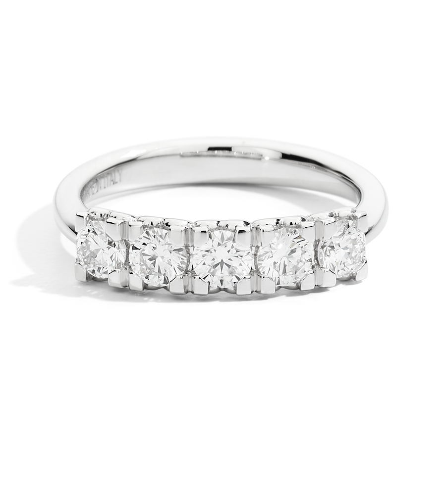 Recarlo Anniversary Square 18ct White Gold Diamond Five Stone Ring REC-503 Image 2
