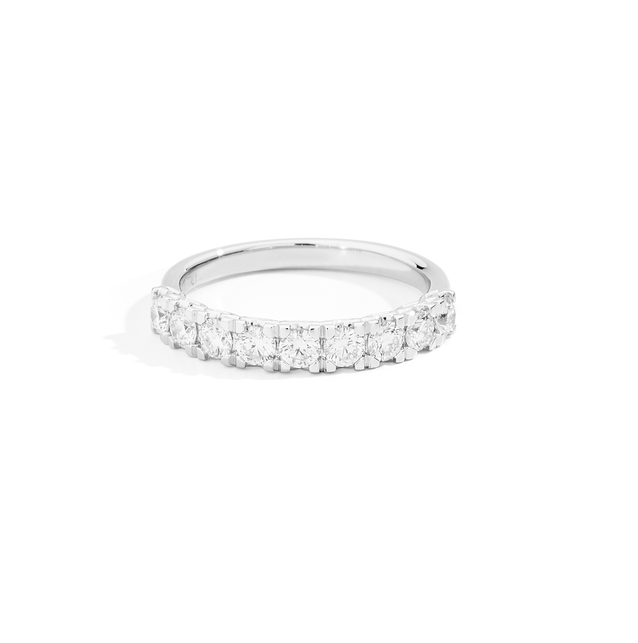 Recarlo Anniversary Square 18ct White Gold Diamond Half Eternity Ring REC-497 Image 2