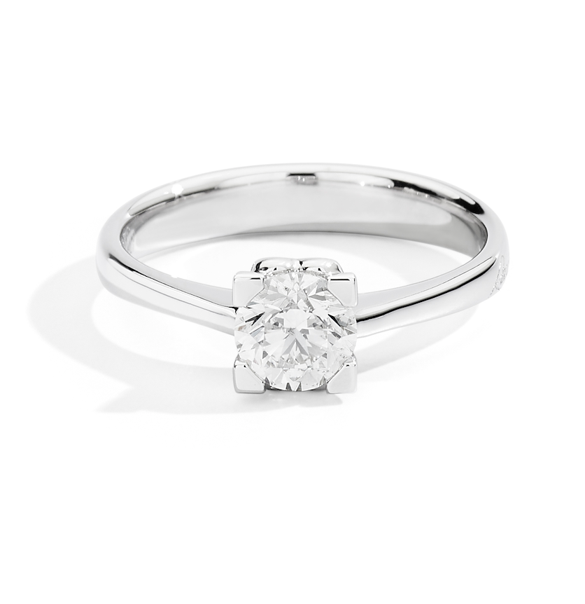 Recarlo Anniversary Square 18ct White Gold Diamond Solitaire Ring REC-509 Image 1