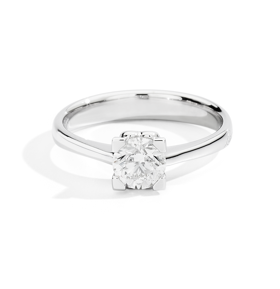 Recarlo Anniversary Square 18ct White Gold Diamond Solitaire Ring REC-509 Image 2
