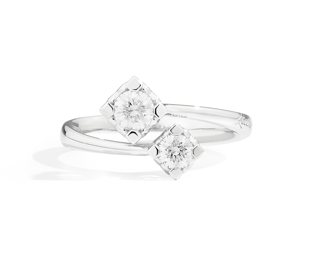Recarlo Anniversary Square 18ct White Gold Diamond Square Crossover Ring REC-493 Image 1