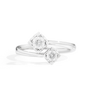 Recarlo Anniversary Square 18ct White Gold Diamond Square Crossover Ring REC-493 Image 3