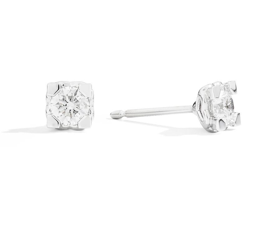 Recarlo Anniversary Square 18ct White Gold Diamond Stud Earrings REC-464 Image 2
