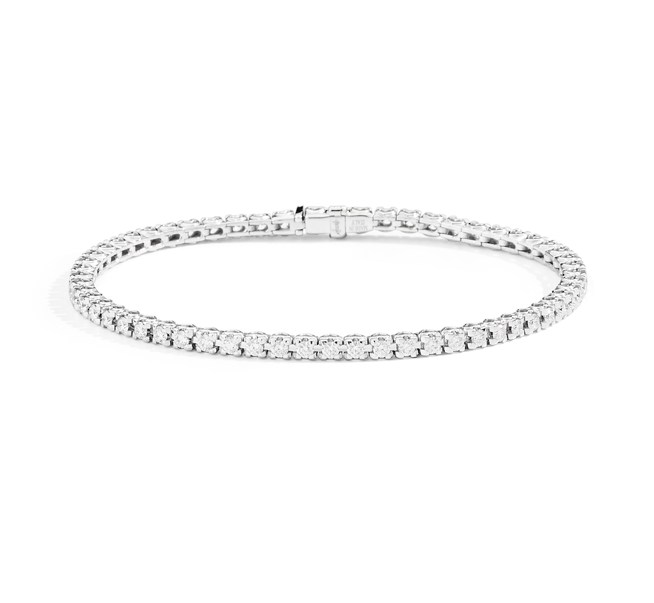 Recarlo Anniversary Square 18ct White Gold Diamond Tennis Bracelet REC-525 Image 2