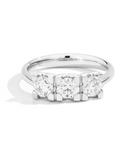 Recarlo Anniversary Square 18ct White Gold Diamond Three Stone Ring REC-518 Image 2