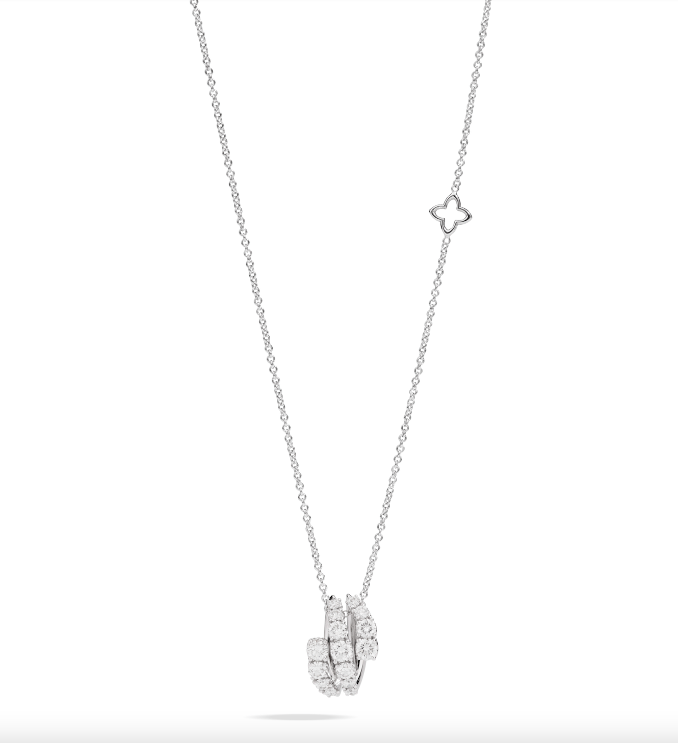 Recarlo Contrarie 18ct White Gold Diamond Drop Necklace REC-027 Image 1