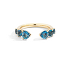 Recarlo More 18ct Yellow Gold Blue Topaz and 0.20ct Diamond Ring REC-193 Image 1