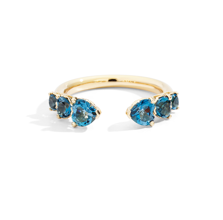 Recarlo More 18ct Yellow Gold Blue Topaz and 0.20ct Diamond Ring REC-193 Image 1